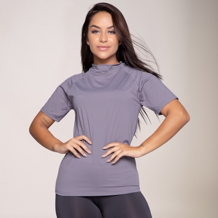 Blusa Térmica Segunda Pele Proteção UV+ Manga Curta Cinza