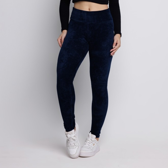 Calça Legging Veludo Cotelê Cós Alto Marinho