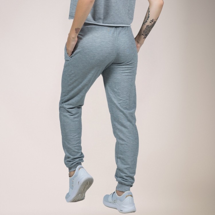 Calça Jogger Esportiva Moletinho Com Cadarço Cinza