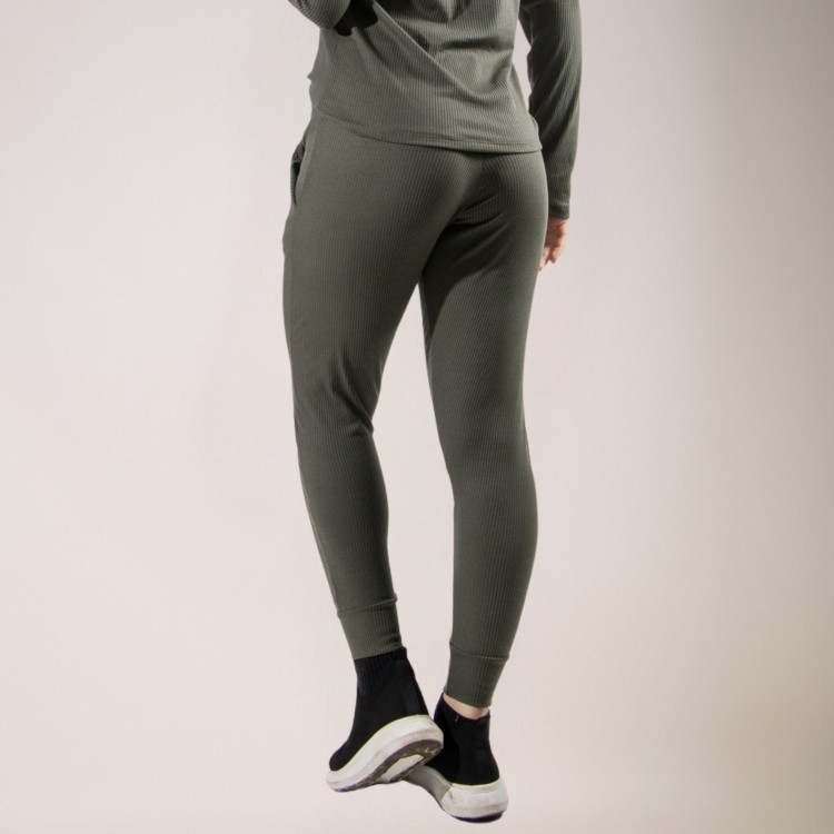 Calça Jogger Comfy Canelada Feminina Com Bolso Verde