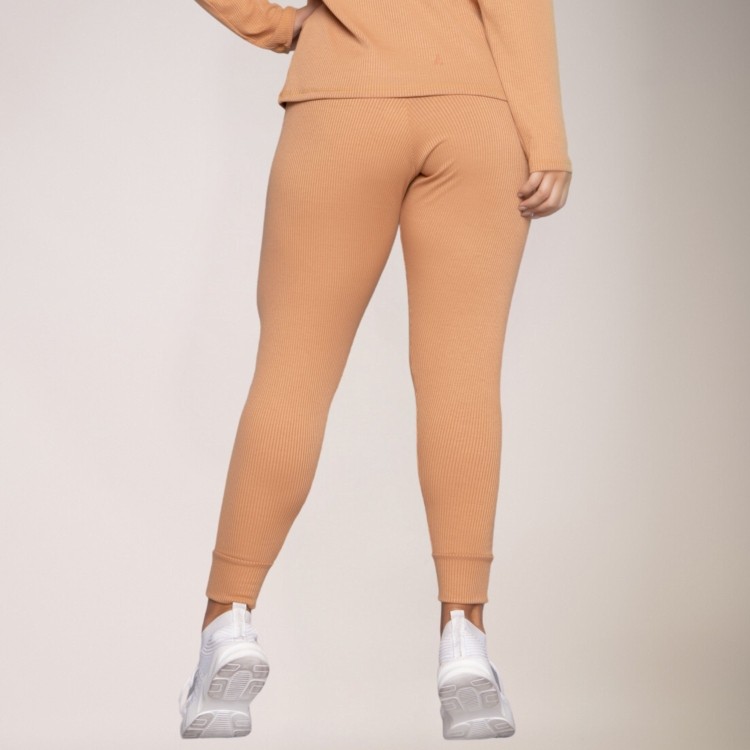 Calça Jogger Comfy Canelada Feminina Com Bolso Caramelo