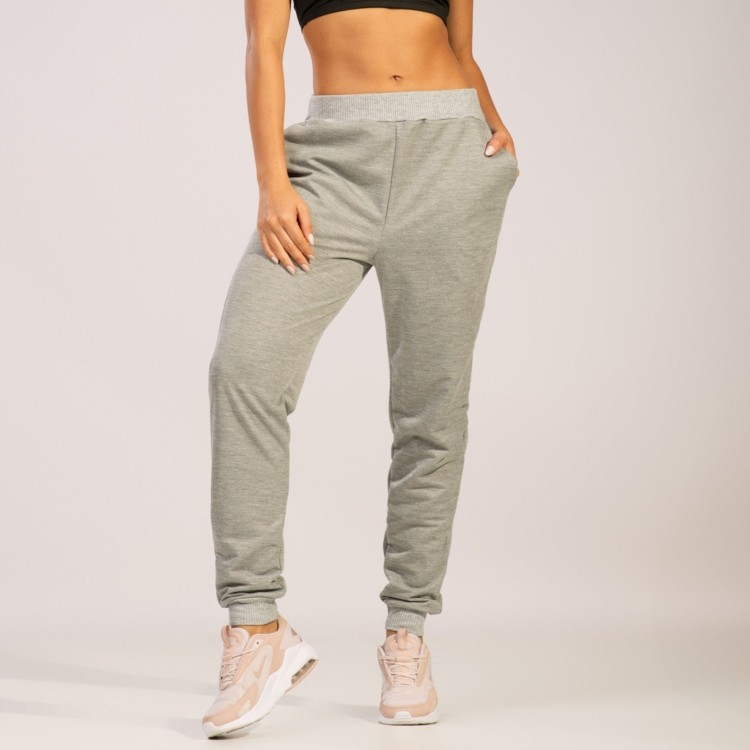 Calça Moletinho Jogger Com Elástico e Bolsos Cinza
