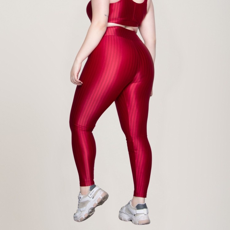 Calça Legging Plus Size Fitness New Zig Poliamida Vermelho