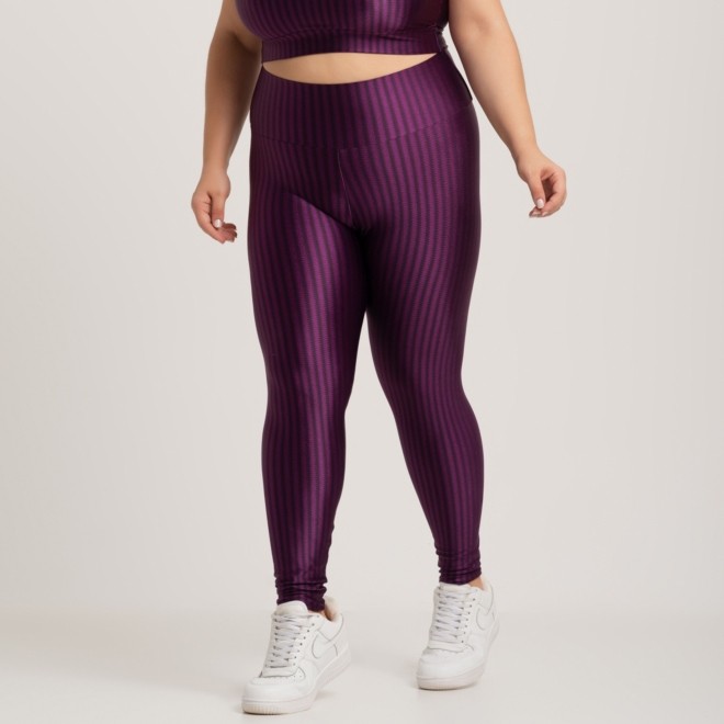 Calça Legging Plus Size Fitness New Zig Poliamida Roxo