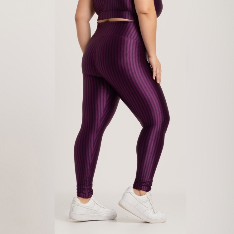 Calça Legging Plus Size Fitness New Zig Poliamida Roxo