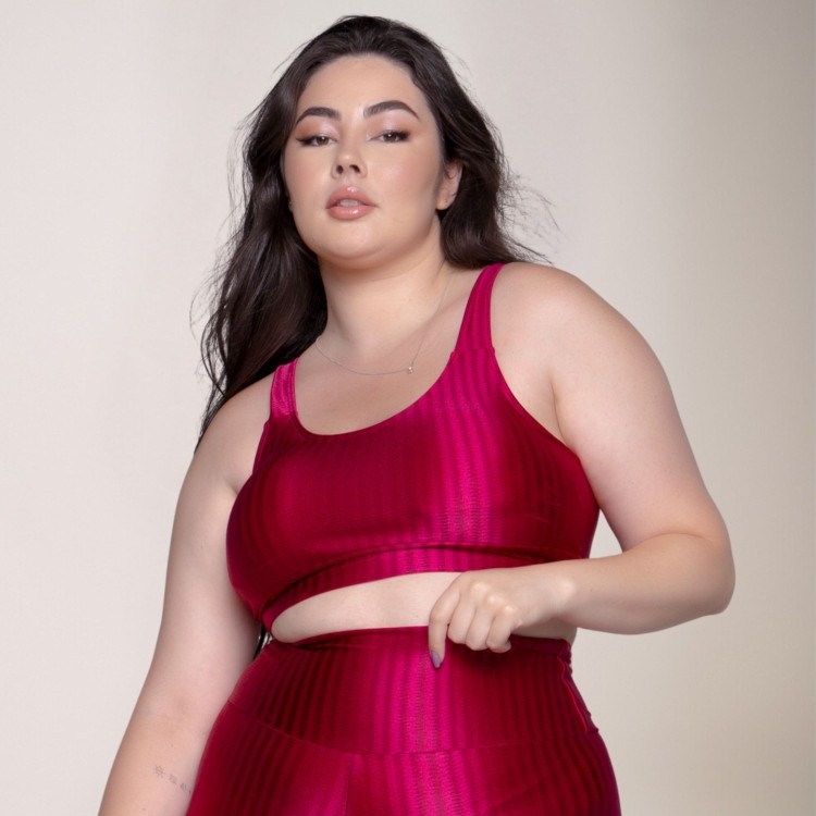 Top Fitness Plus Size New Zig Sem Bojo Rosa Escuro