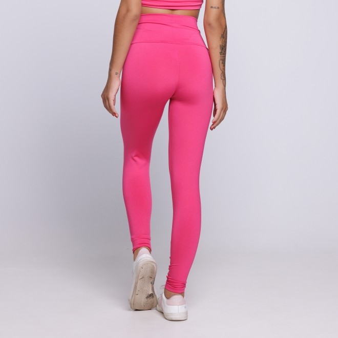 Calça Legging Lisa Cós Alto Suplex Rosa