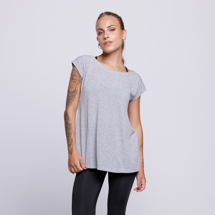 Blusa Fitness Furadinha Cinza