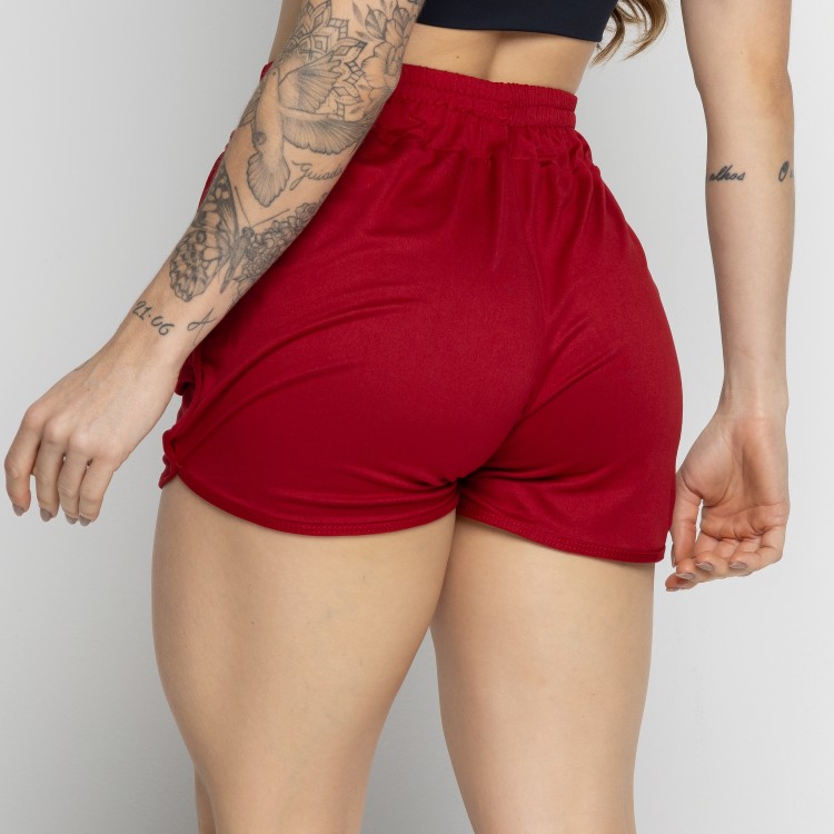 Short Esportivo Com Bolso Vermelho