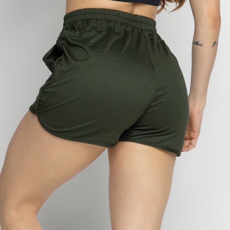 Short Esportivo Com Bolso Verde Escuro