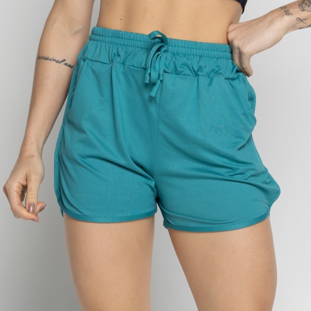 Short Esportivo Com Bolso Verde Água