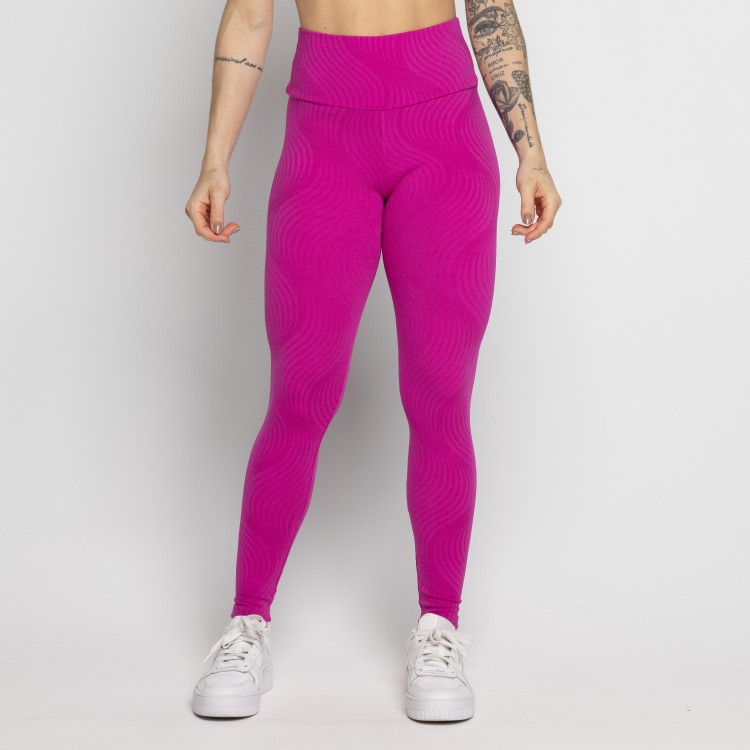 Calça Legging Fitness Jacquard Rosa