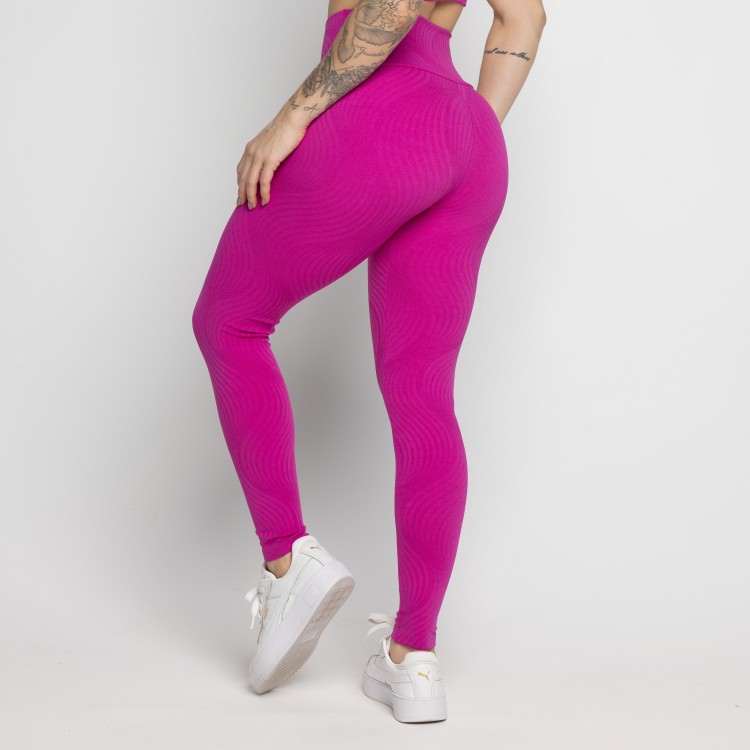 Calça Legging Fitness Jacquard Rosa