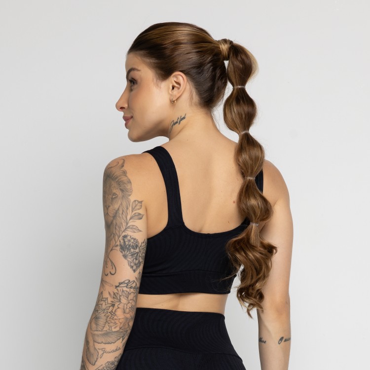 Top Jacquard Com Bojo Removível Preto