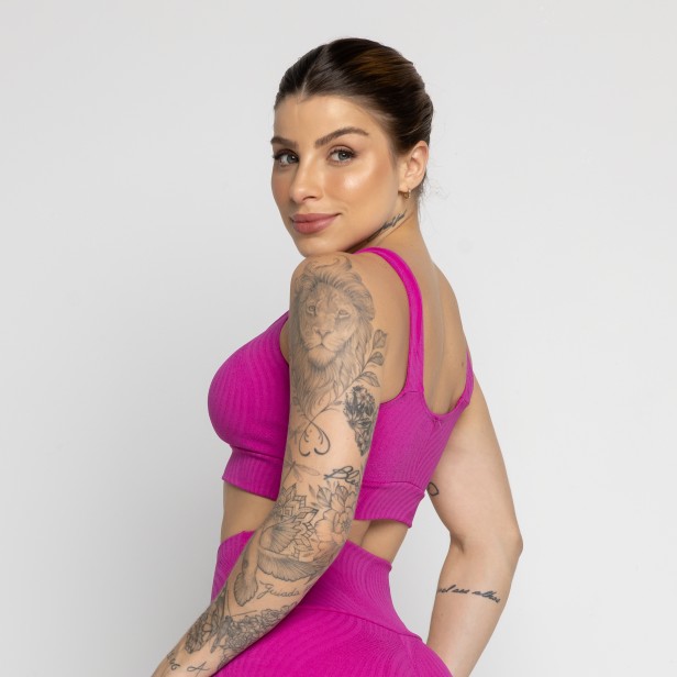 Top Jacquard Com Bojo Removível Rosa