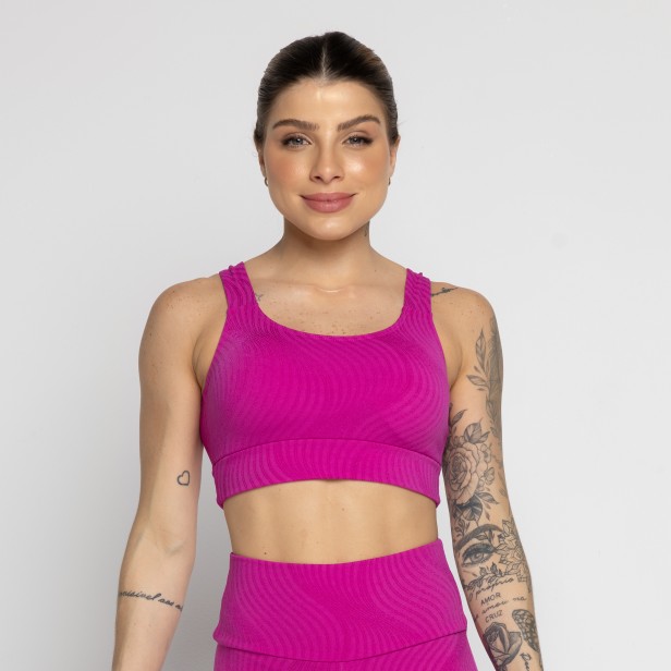 Top Jacquard Com Bojo Removível Rosa