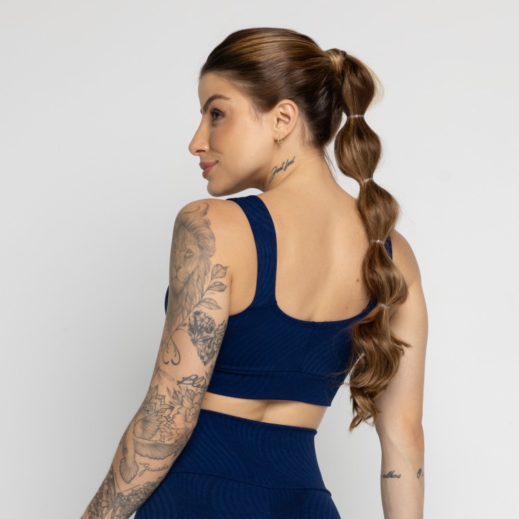 Top Jacquard Com Bojo Removível Marinho