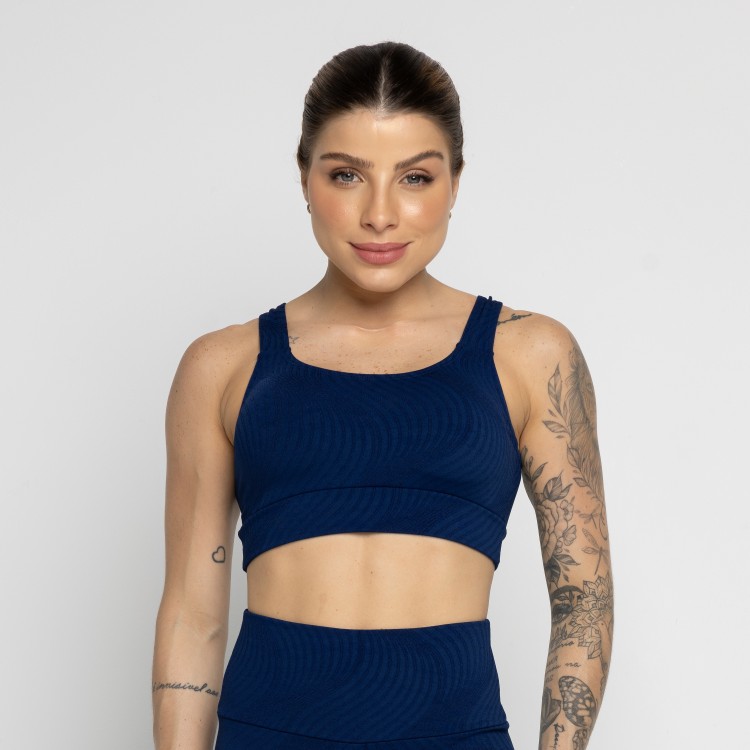 Top Jacquard Com Bojo Removível Marinho