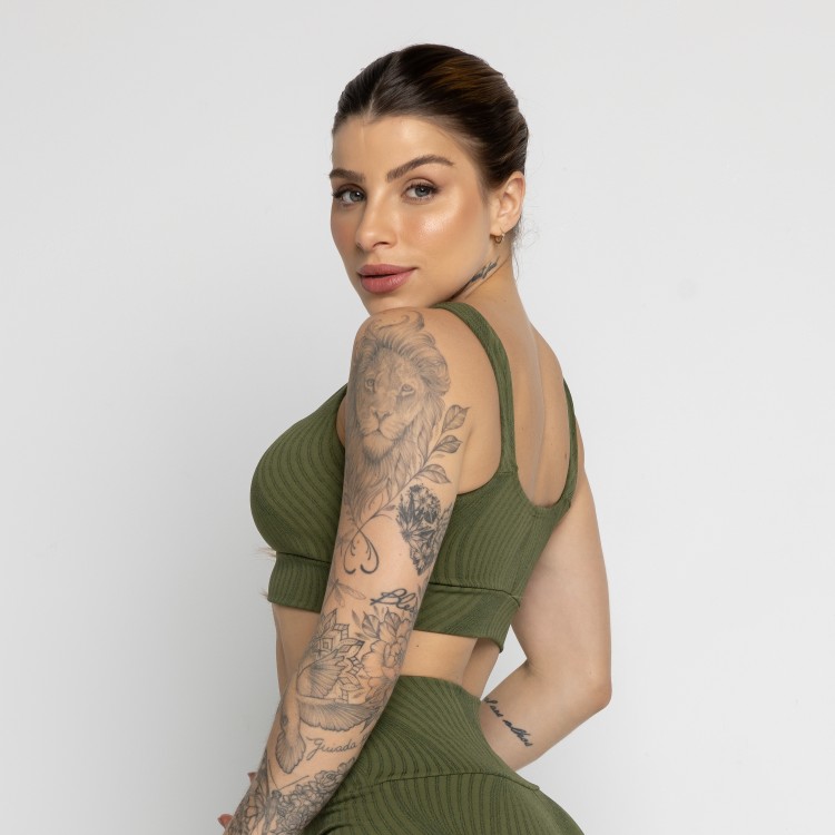Top Jacquard Com Bojo Removível Verde