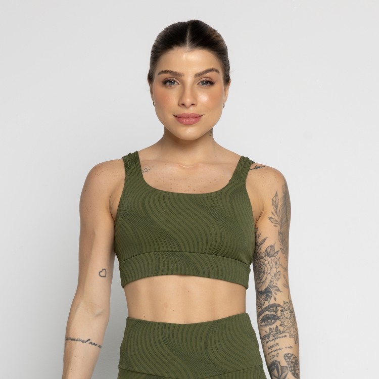 Top Jacquard Com Bojo Removível Verde