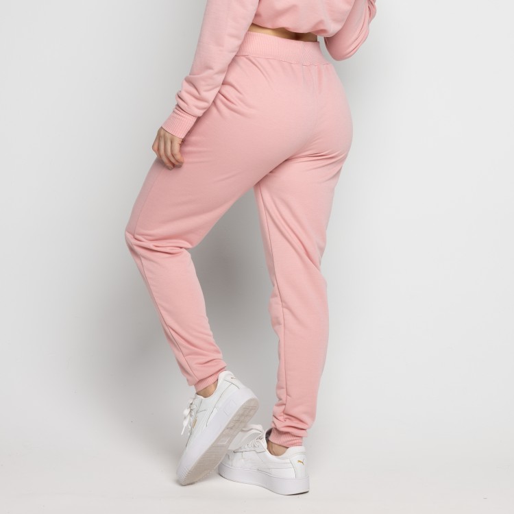 Calça Moletinho Jogger Com Elástico e Bolsos Rosa