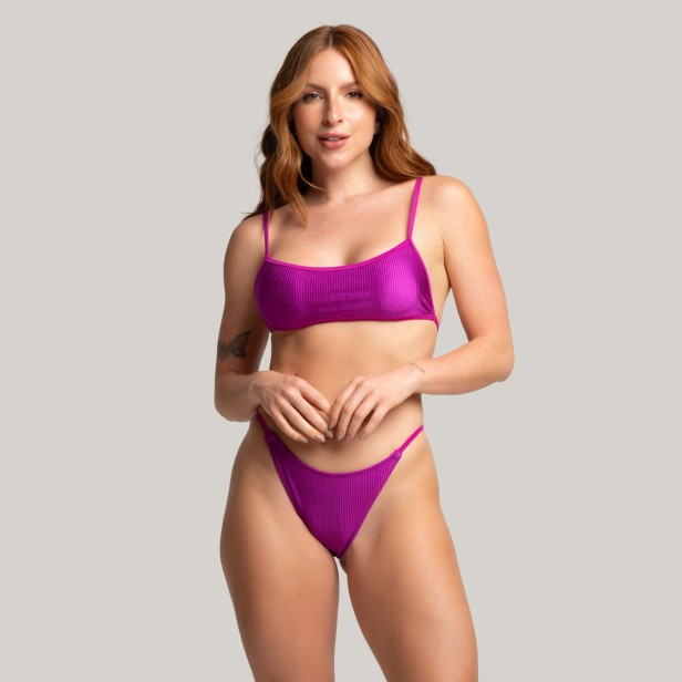 Biquíni Top Canelado Com Bojo Removível Roxo