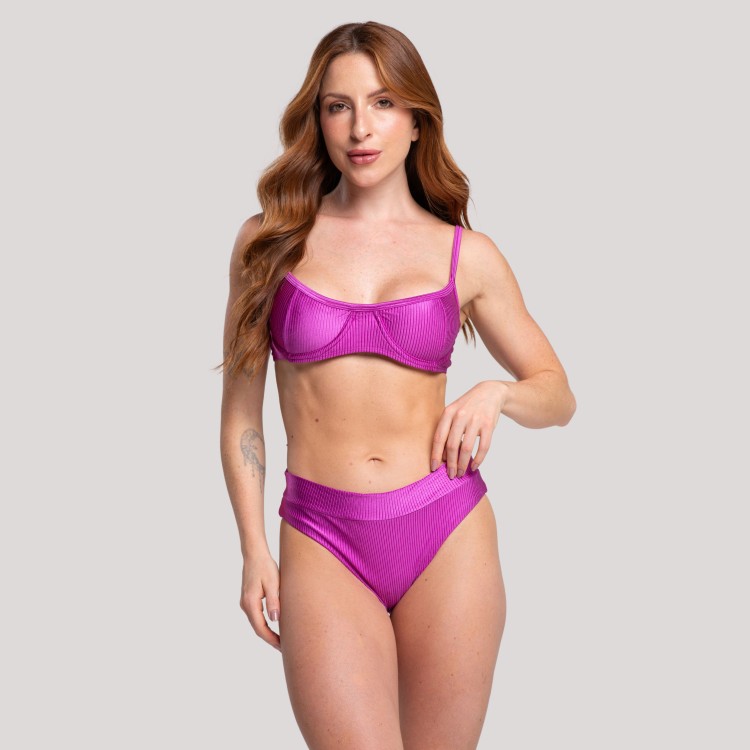 Biquíni Meia Taça Canelado Roxo