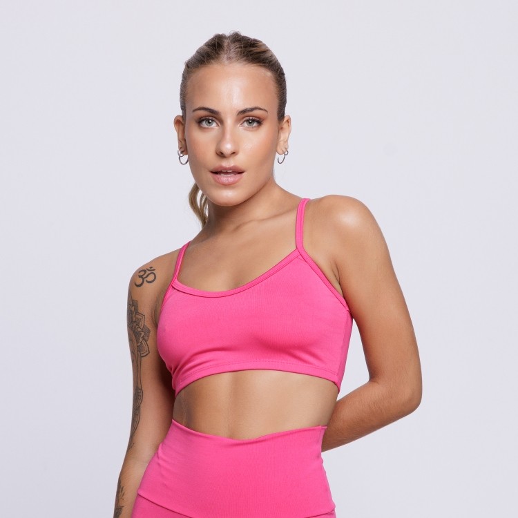 Top Fitness Nadador Feminino Alça Fina Sem Bojo Rosa