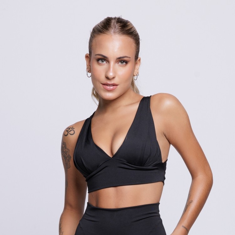 Top Suplex Feminino com Bojo Costa Cruzada Preto