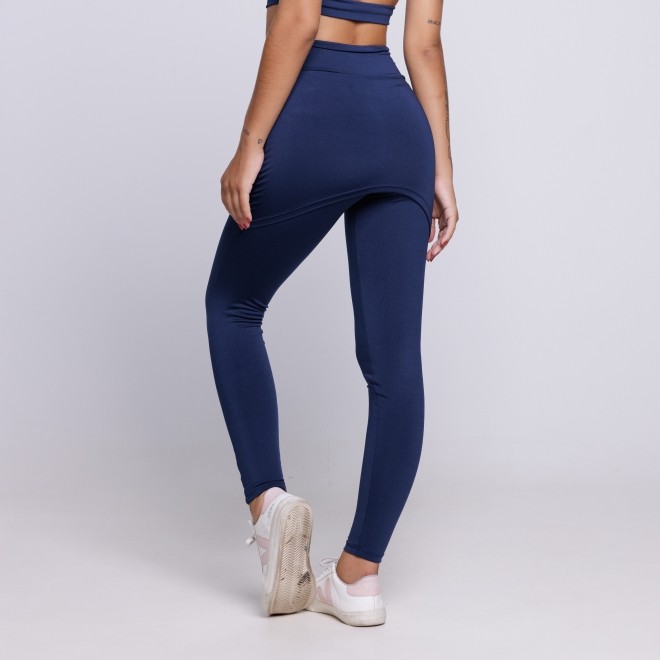 Calça Legging Suplex Feminina Com Saia Tapa Bumbum Marinho