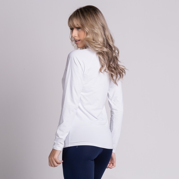 Blusa Térmica Segunda Pele Compressão Proteção Uv Feminina Branco