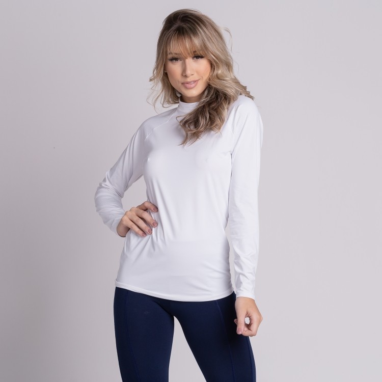 Blusa Térmica Segunda Pele Compressão Proteção Uv Feminina Branco