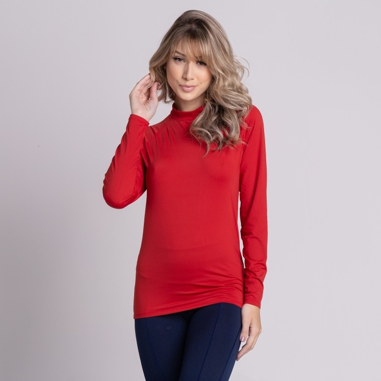 Blusa Térmica Segunda Pele Compressão Proteção Uv Vermelho