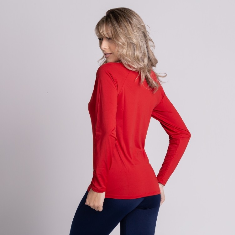 Blusa Térmica Segunda Pele Compressão Proteção Uv Vermelho