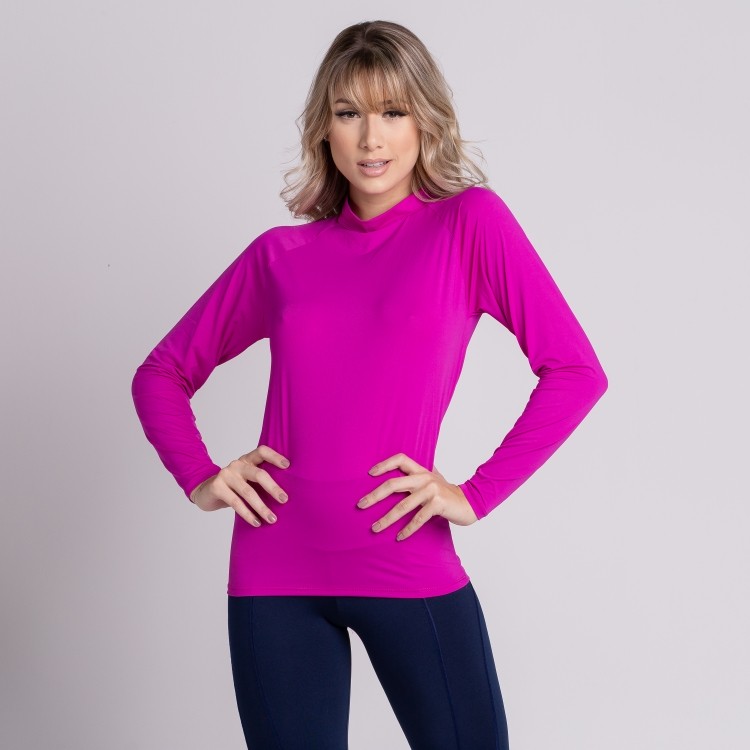 Blusa Térmica Segunda Pele Compressão Proteção Uv Feminina Rosa